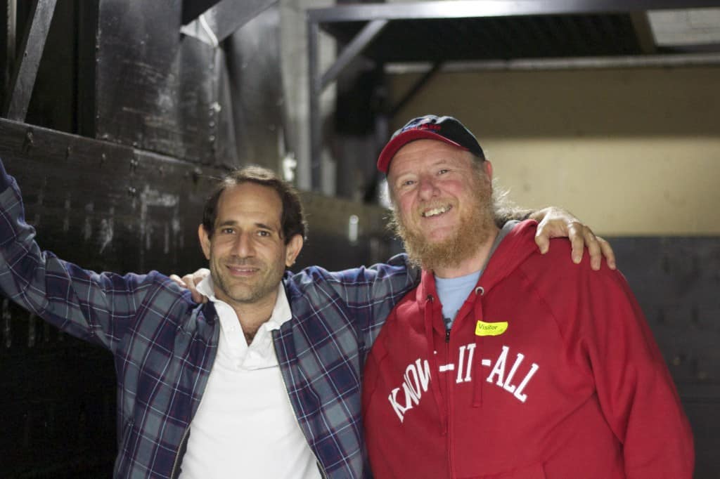 Anti-sweatshop Leader and former American Apparel CEO with Yours Truly in a Freight Elevator at American Apparel in January 2014