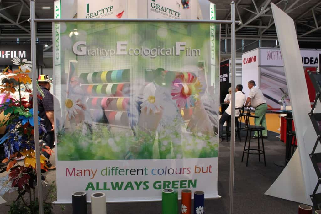 Typical booth at FESPA offering "green" products.