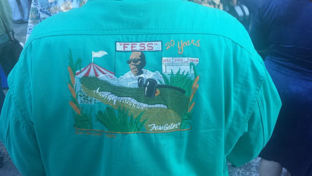 Some nice "fess" embroidery on a fan's jacket