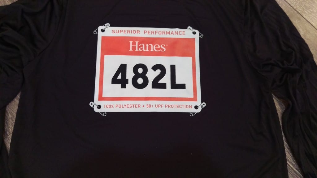 We didn't have time to test this Hanes 100% polyester shirt so we used barrier grey as an insurance policy against dye migration and you can see that it stayed nice and white even after a month.