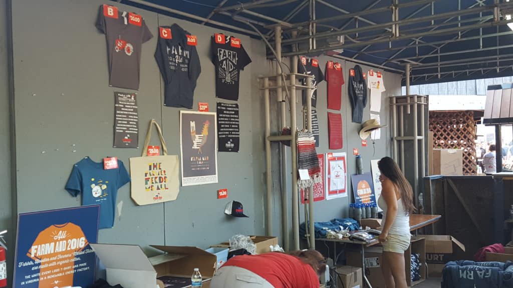 Traditional merch sales at this year's Farm Aid